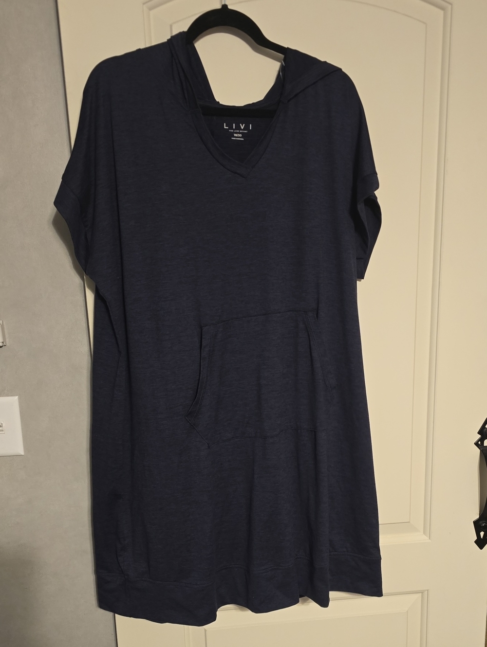 Livi Women's Navy Hooded Short-Sleeve Tunic